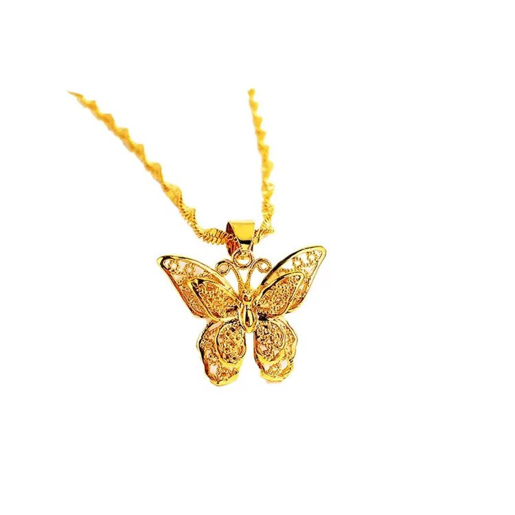 Aurelia Papillon Collection– Lattice Design Butterfly Necklace - 24K Solid Gold – Casa Maria Gioielli