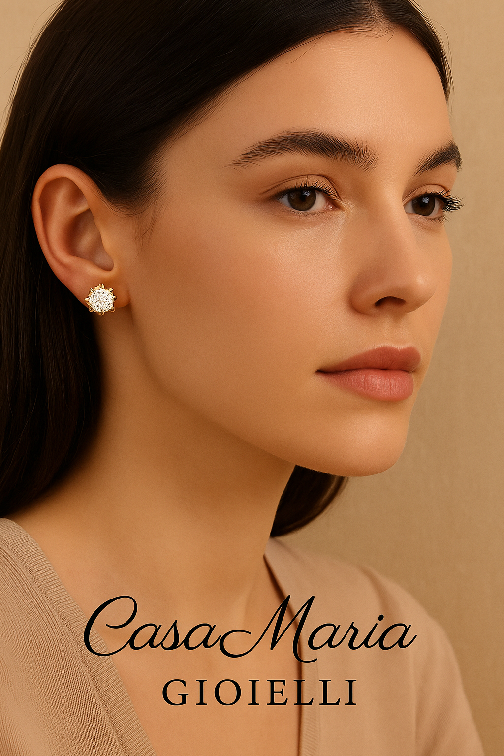 Brina Stud Earrings - 14K Solid Gold Snowflake Lab-Grown Diamonds Stud Earrings – 1CT - Casa Maria Gioielli