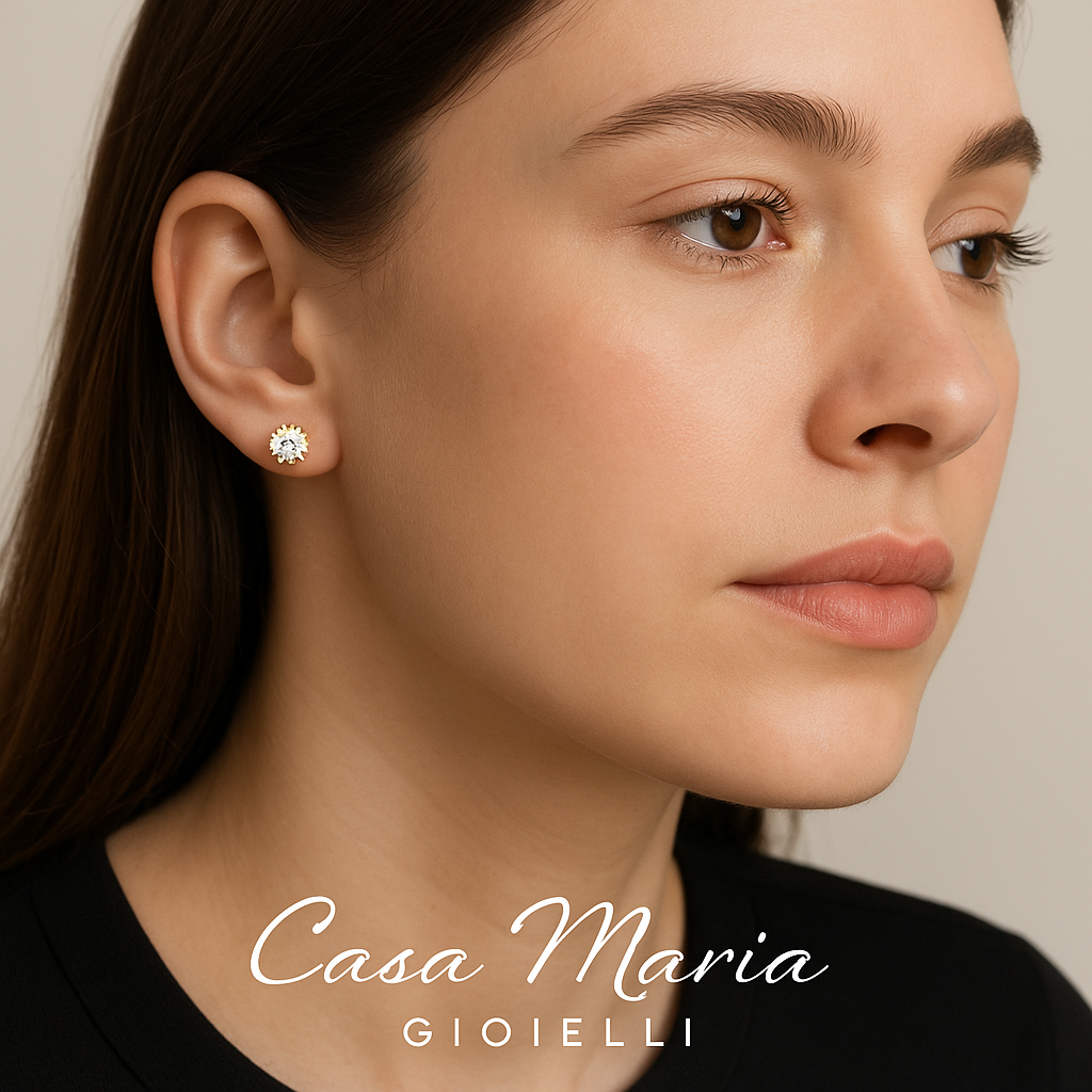 Brina Stud Earrings - 14K Solid Gold Snowflake Lab-Grown Diamonds Stud Earrings – 1CT - Casa Maria Gioielli