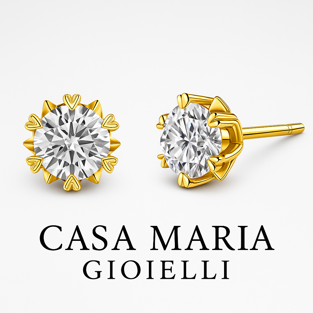 Brina Stud Earrings - 14K Solid Gold Snowflake Lab-Grown Diamonds Stud Earrings – 1CT - Casa Maria Gioielli