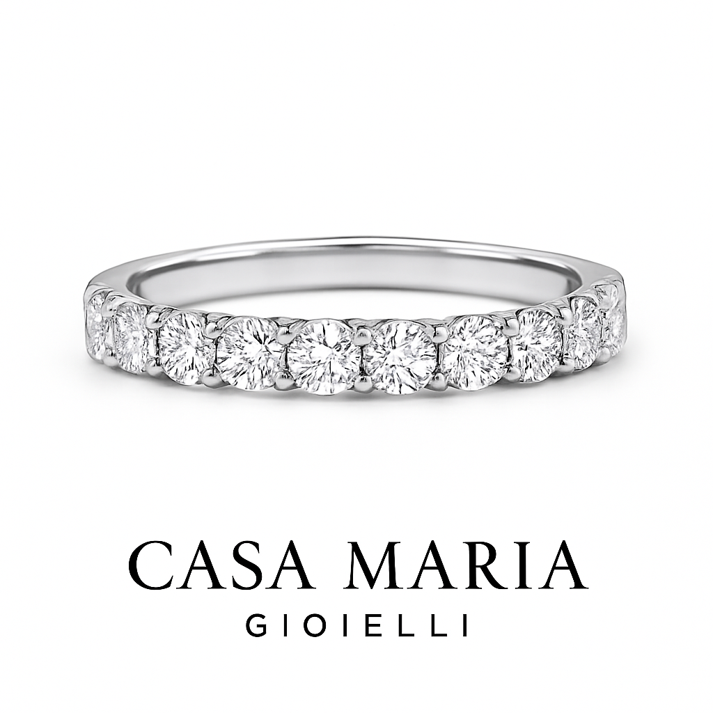 Amor Brilliance Diamond Wedding Band - 14k Solid Gold - 1 CT Diamond- Casa Maria Gioielli