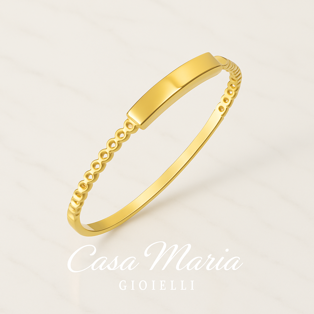 Bare Band Minimalist Ring - 14K Solid Gold Band Ring | Dainty Stackable Band | Casa Maria Gioielli