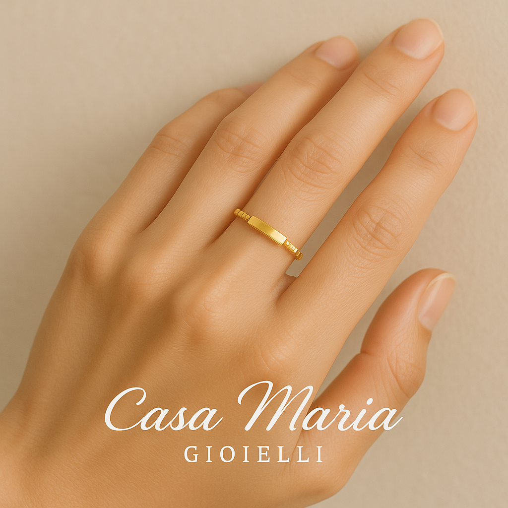 Bare Band Minimalist Ring - 14K Solid Gold Band Ring | Dainty Stackable Band | Casa Maria Gioielli
