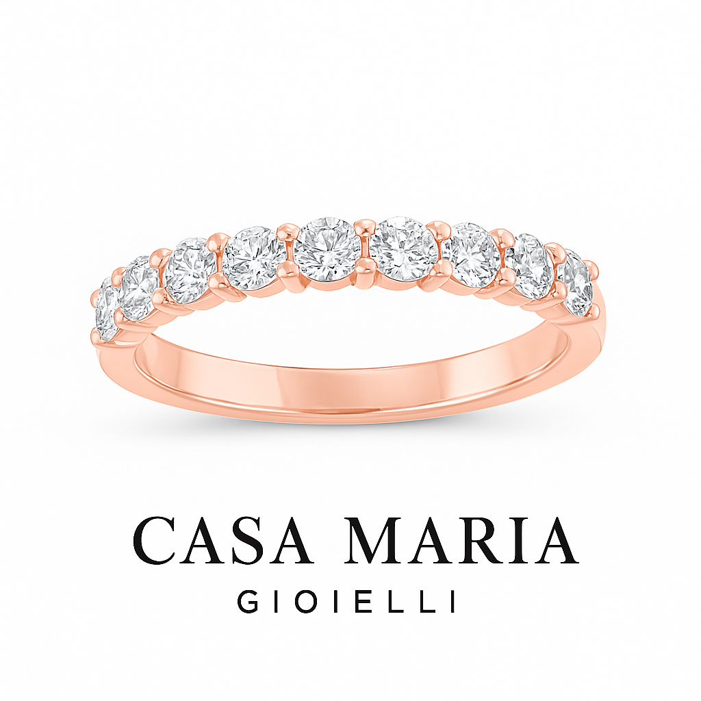 Amor Brilliance Diamond Wedding Band - 14k Solid Gold - 1 CT Diamond- Casa Maria Gioielli