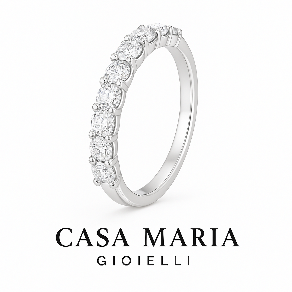 Amor Brilliance Diamond Wedding Band - 14k Solid Gold - 1 CT Diamond- Casa Maria Gioielli
