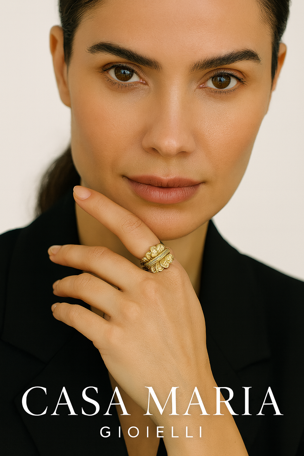 Anello Foglia Preziosa Ring - 925 Sterling Silver 18K Gold Plated - Lab Grown Diamond - Casa Maria Gioielli