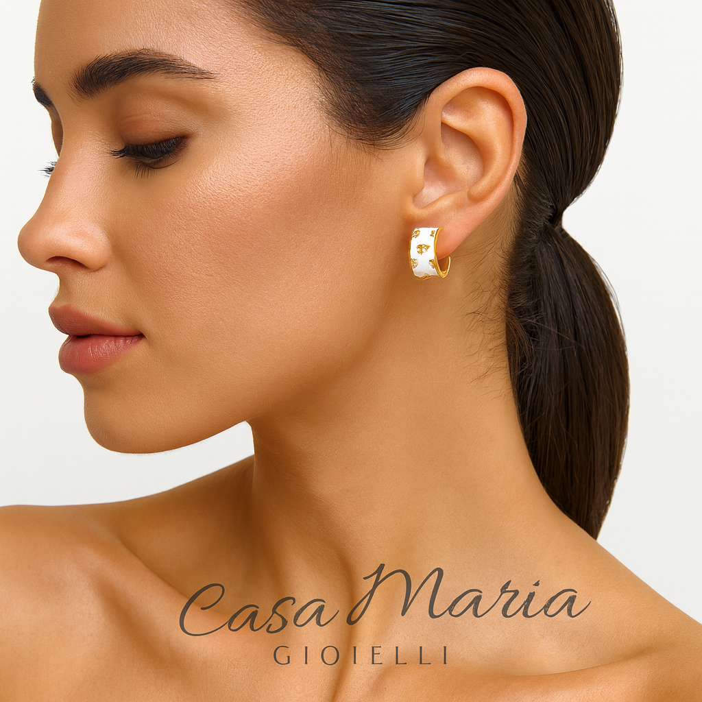 Bianco Splendore – “White Splendor” Earrings - 14k Gold Plated - Casa Maria Gioielli Collection