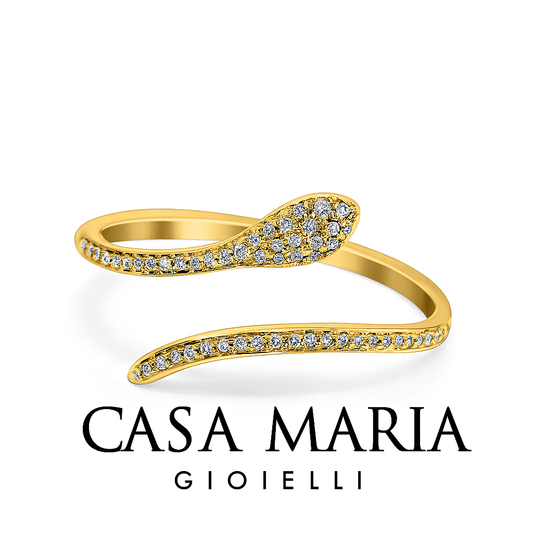 Anello Serpente Ring - 14K Yellow Gold  - Lab Grown Diamonds Modern Twist - Casa Maria Gioielli