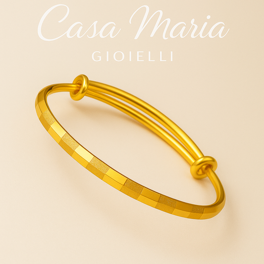 Aurea Linea Gold Bangle Bracelet - 18K Solid Gold Simple Triangle – Casa Maria Gioielli