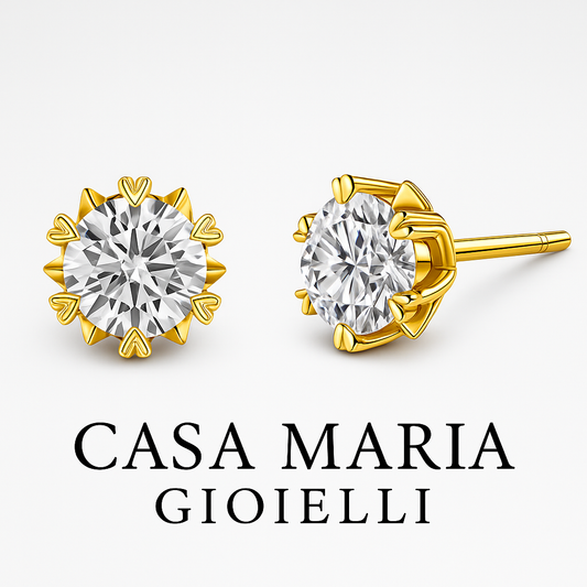 Brina Stud Earrings - 14K Solid Gold Snowflake Lab-Grown Diamonds Stud Earrings – 1CT - Casa Maria Gioielli
