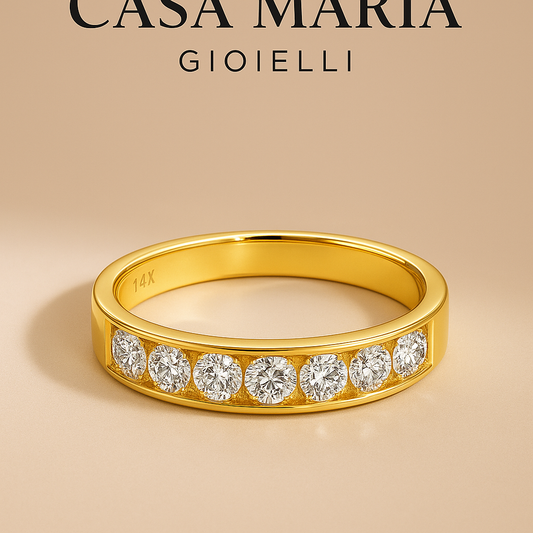 Amore Di Luce Wedding Band Collection - 14K Real Gold - 7-Stone Moissanite Diamond -Casa Maria Gioielli Wedding Band Collection