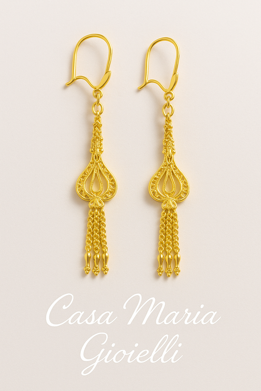 Aria di Festa Tassle Earrings – 24K Solid Gold AU9999 Pure Elegance - Casa Maria Gioielli&nbsp;