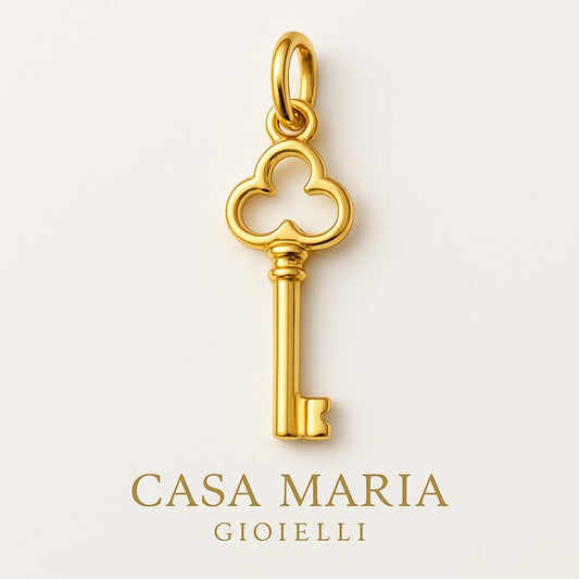Antiqua Vintage Key Charm - 10K Solid Gold - Casa Maria