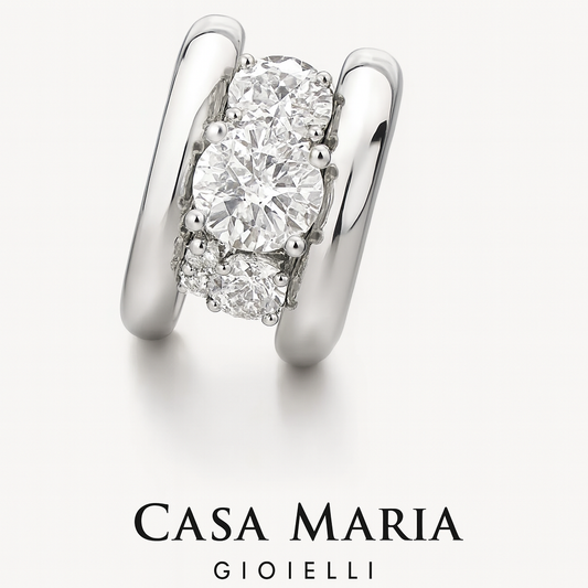 Anello Luce Eterna Ring - S925 Sterling Silver - Brilliant Lab-Grown Diamonds.- Casa Maria Gioielli Collection