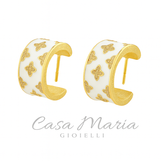 Bianco Splendore – “White Splendor” Earrings - 14k Gold Plated - Casa Maria Gioielli Collection